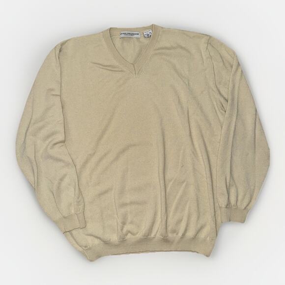 Maxini Collezione Cream V-Neck Knit Sweater Men’s Large 22x25 Minimalist - Picture 1 of 4